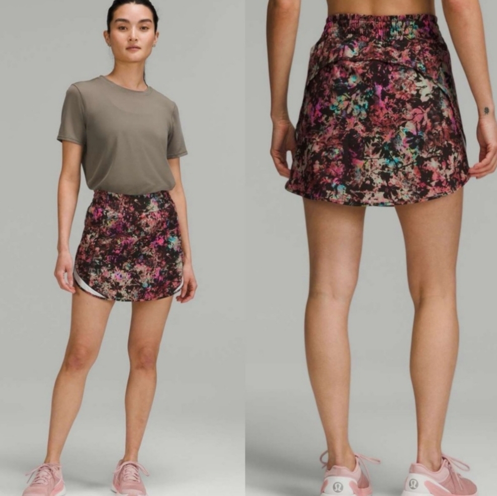 Lululemon Hotty Hot High-Rise Skirt with Built-In Shorts In Stencil Blossom
